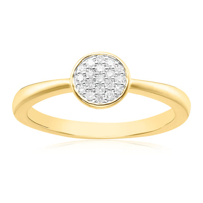 Celebration 9ct Yellow Gold with Round Brilliant Cut 0.10 CARAT tw of Lab Grown Diamond Fashion Ring