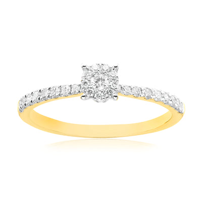 Celebration 9ct Yellow Gold with Round Brilliant Cut 0.37 CARAT tw of Lab Grown Diamond Engagement Ring