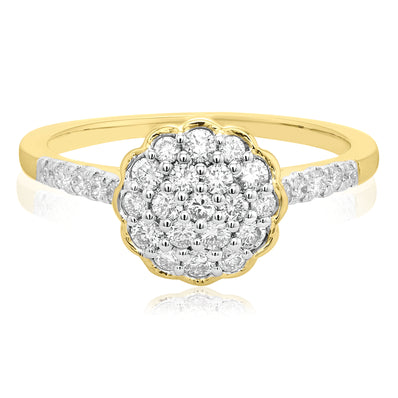 Celebration 9ct Yellow Gold with Round Brilliant Cut 1/2 CARAT tw of Lab Grown Diamond Ring