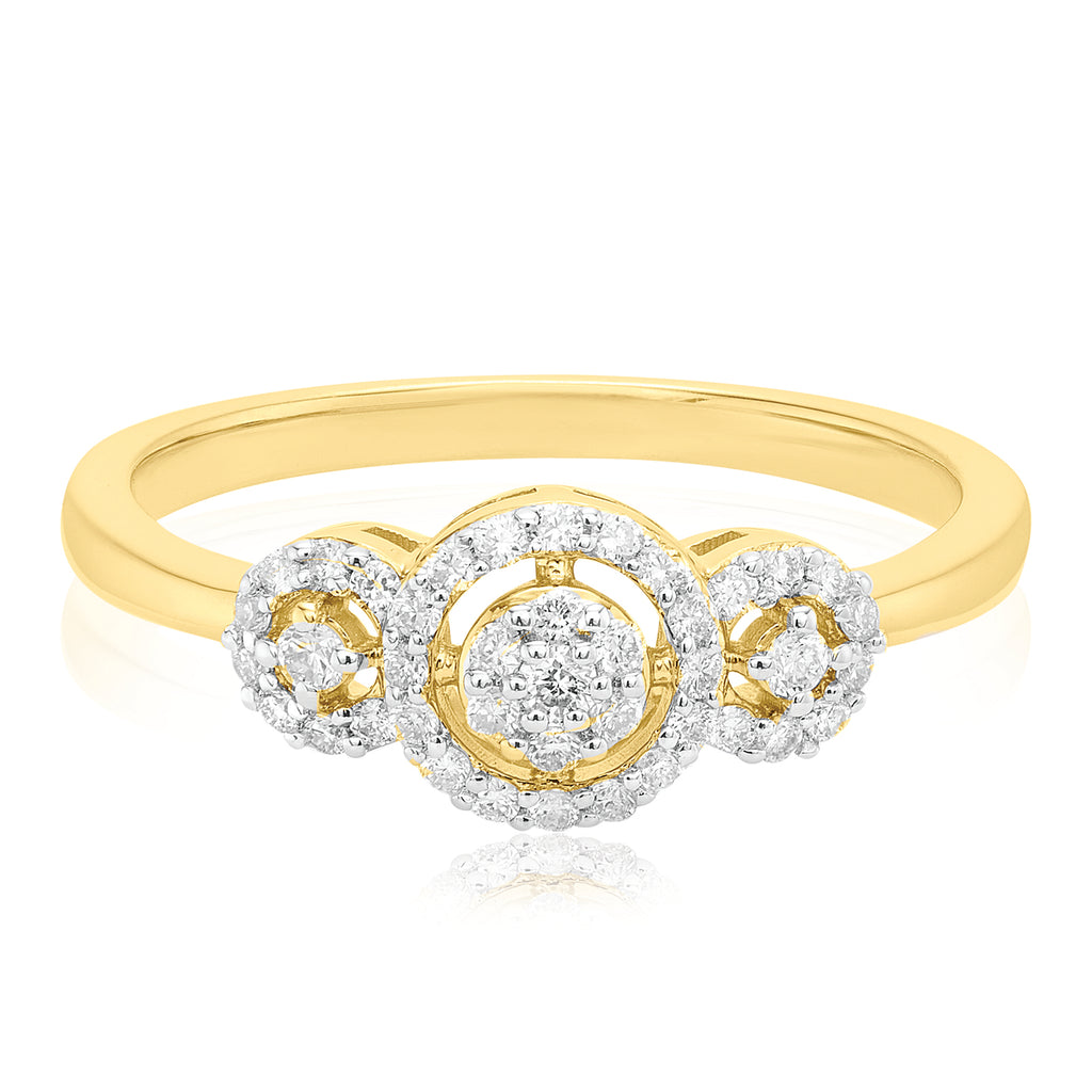Celebration 9ct Yellow Gold with Round Brilliant Cut 1/4 CARAT tw of Lab Grown Diamond Engagement Ring