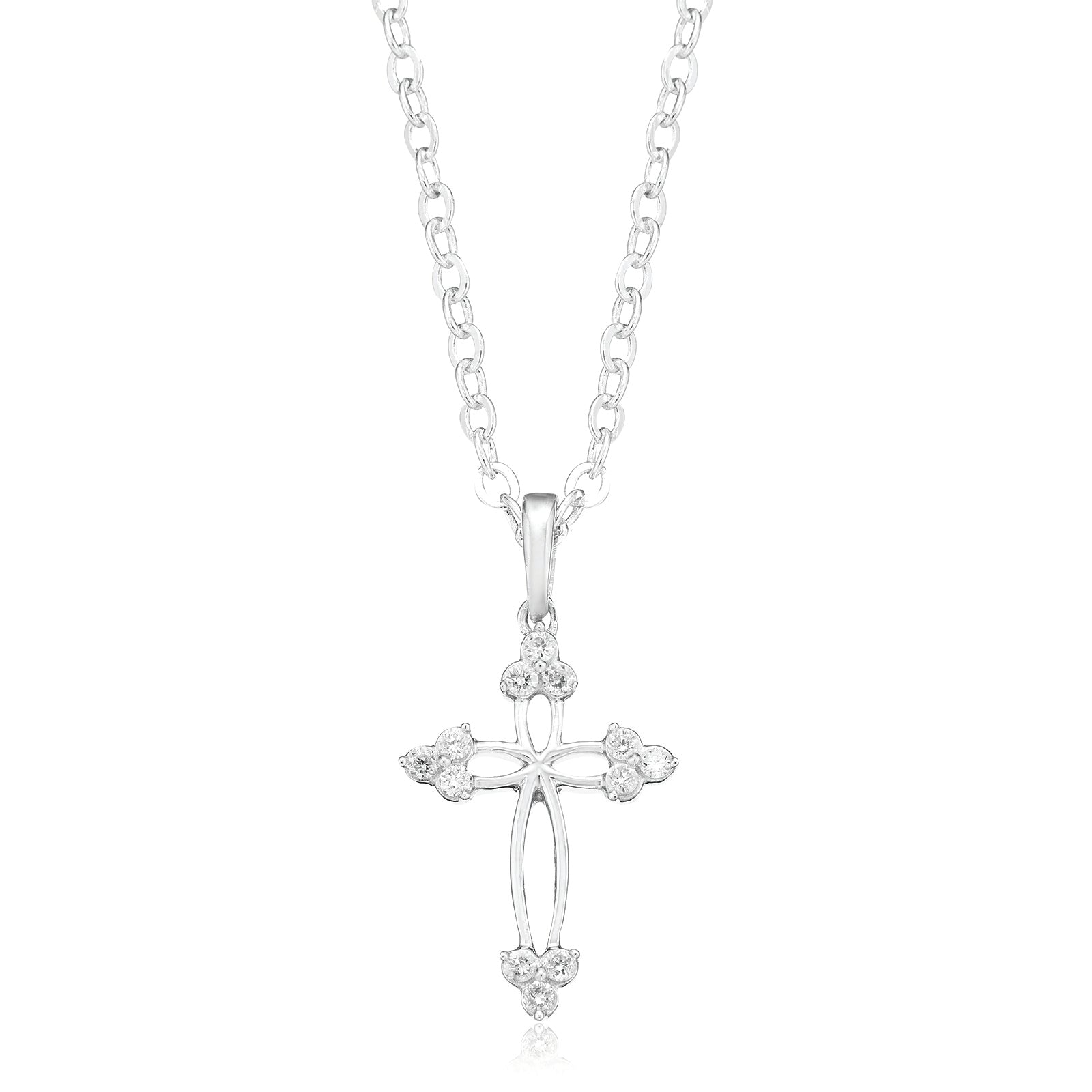 Celebration Sterling Silver with Round Brilliant Cut 0.10 CARAT tw of Lab Grown Diamond Pendant