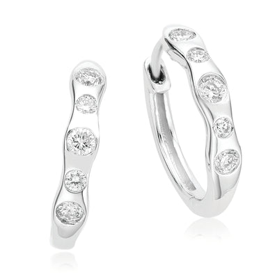 Celebration Sterling Silver with Round Brilliant Cut 0.33 CARAT tw of Lab Grown Diamonds Huggies