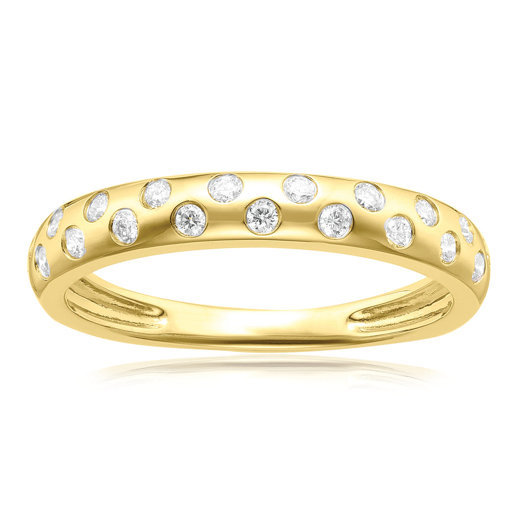 Celebration 9ct Yellow Gold with Round Brilliant Cut 1/4 CARAT tw of Lab Grown Diamond Dress Ring