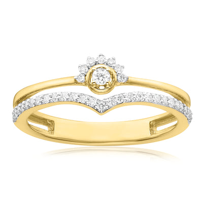 Celebration 9ct Yellow Gold with Round Brilliant Cut 0.20 ct tw of Lab Grown Diamond Ring