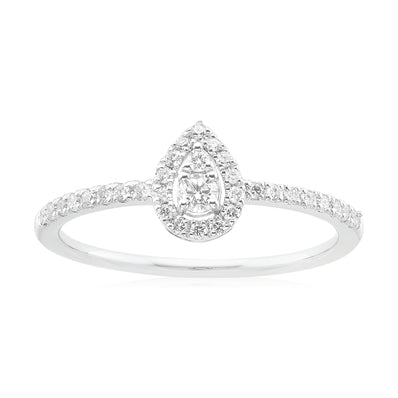 Celebration Sterling Silver with Round Brilliant Cut 1/4 CARAT tw of Lab Grown Diamond Engagement Ring