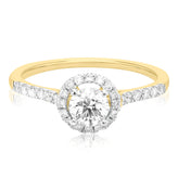 Celebration 18ct Yellow Gold with Round Brilliant Cut 3/4 CARAT tw of Lab Grown Diamond Engagement Ring