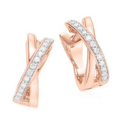 Celebration 9ct Rose Gold with Round Brilliant Cut 0.15 CARAT tw of Lab Grown Diamond Hoop Earrings