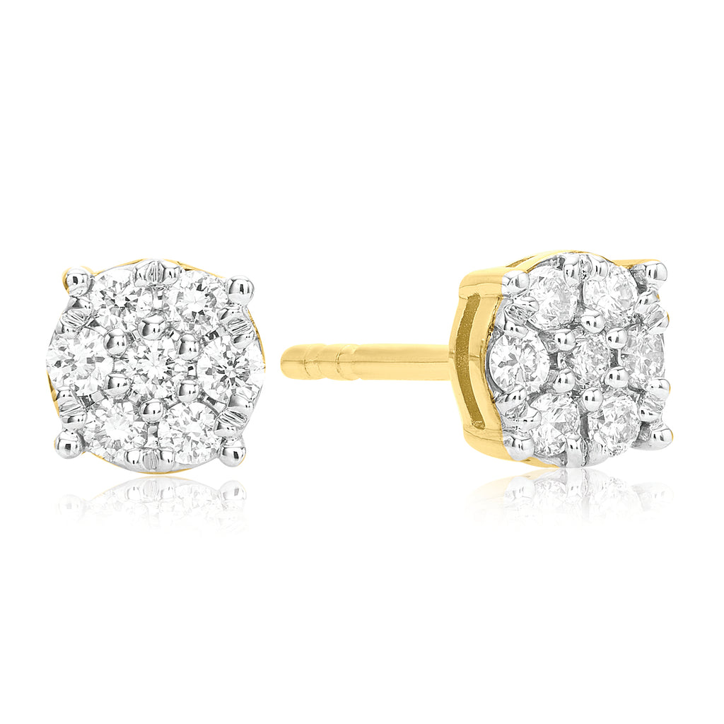 Celebration 9ct Yellow Gold with Round Brilliant Cut 0.20 CARAT tw of Lab Grown Diamond Stud Earrings