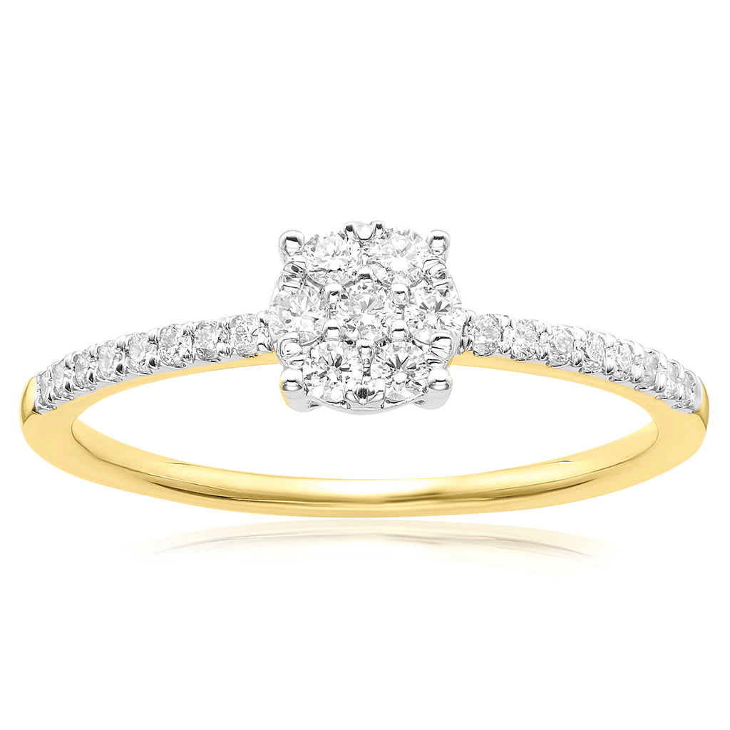 Celebration 9ct Yellow Gold with Round Brilliant Cut 0.25 ct tw of Lab Grown Diamond Ring