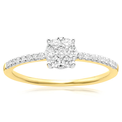 Celebration 9ct Yellow Gold with Round Brilliant Cut 0.25 ct tw of Lab Grown Diamond Ring