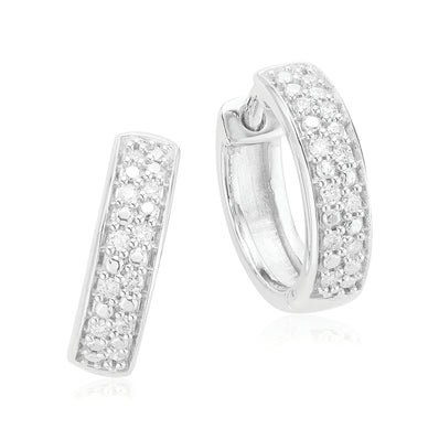 Celebration Sterling Silver with Round Brilliant Cut 0.10 CARAT tw of Lab Grown Diamond Hoop Earrings