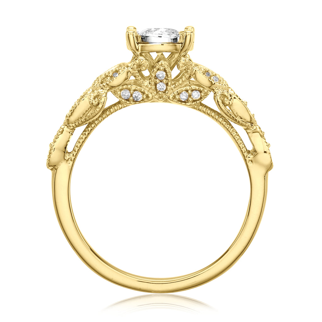 Paris 14ct Yellow Gold with Round Brilliant Cut 1/2 CARAT tw of Diamond Ring