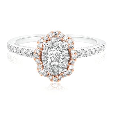 Paris 14ct White and Rose Gold with Round Brilliant Cut 3/4 CARAT tw of Diamonds Ring