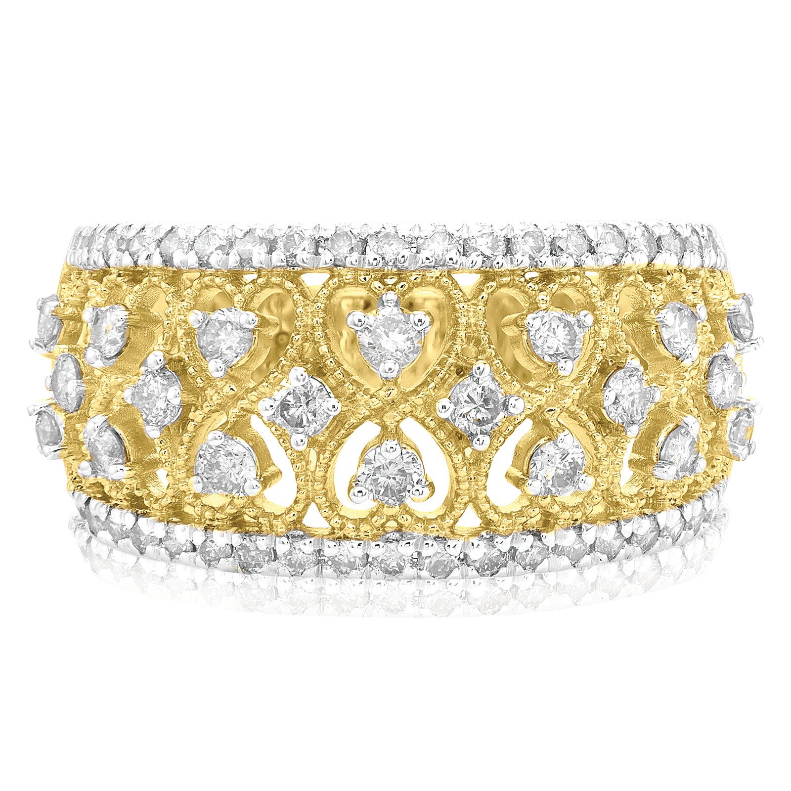 Paris 14ct Yellow Gold with Round Cut 3/4 CARAT tw of Diamonds Ring