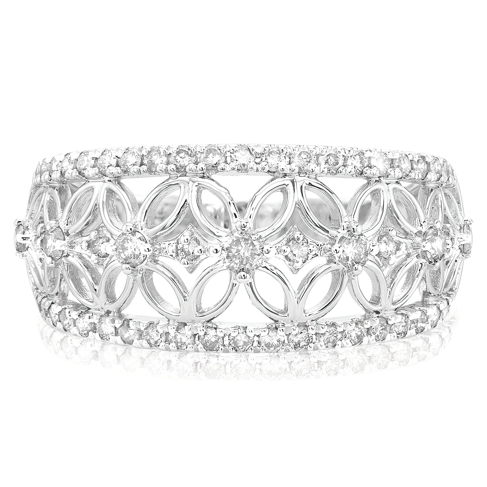 Paris 14ct White Gold with Round Brilliant Cut 1/2 CARAT tw of Diamond Wedding Band