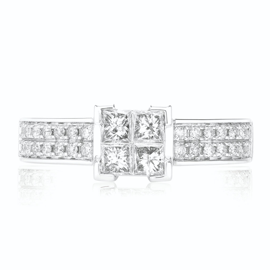 New York 14ct White Gold with Princess Cut 0.70 CARAT tw of Diamonds Engagement Ring