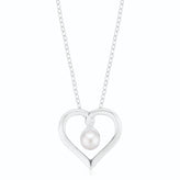 Sterling Silver with Round Brilliant Cut 7.5mm Fresh Water Pearls & Cubic Zirconia Pendants