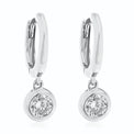 Sterling Silver 4mm with Round Brilliant Cut Cubic Zirconia Drop Earrings