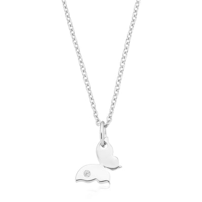 Sterling Silver 40-45cm Butterfly Cubic Zirconia Necklace