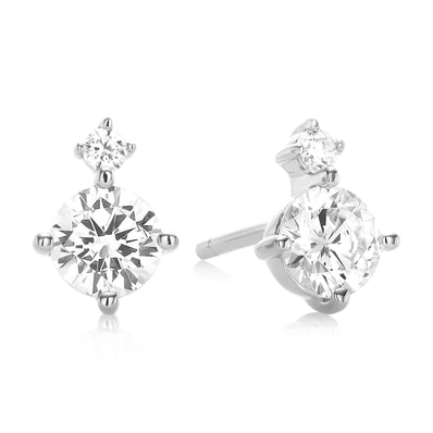 Sterling Silver with Round White Cubic Zirconia Stud Earrings