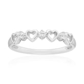 Sterling Silver with Round Cut White Cubic Zirconia Heart Fashion Ring