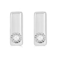 Sterling Silver with Round Brilliant Cut Diamond Set Bar Stud Earrings
