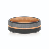 Tensity Tungsten Black&Silver Tone with Rose Line Mens Ring