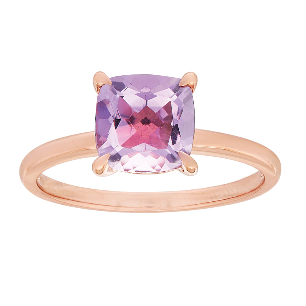 9ct Rose Gold with Cushion Cut of Amethyst Fashion Ring