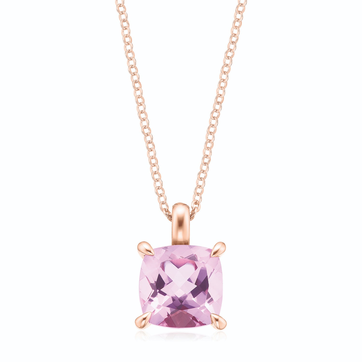 9ct Rose Gold with Cushion Cut of Amethyst Pendant – Zamels