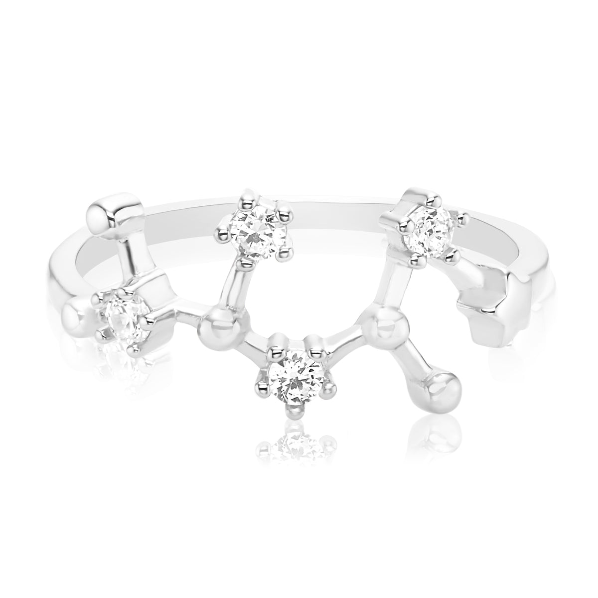 Silver Horoscope Rings Sterling Silver with Round Brilliant Cut Cubic Zirconia SAGITTARIUS Zo