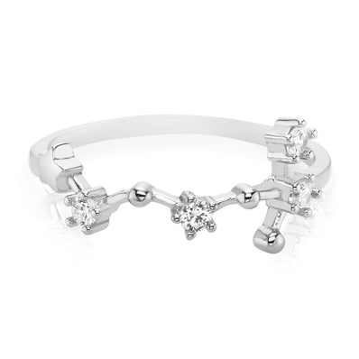 Sterling Silver with Round Brilliant Cut Cubic Zirconia SCORPIO Zodiac Ring