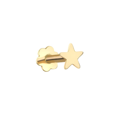9ct Yellow Gold Star Labret Earring