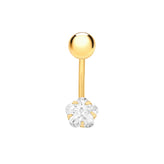 9ct Yellow Gold with White Cubic Zicornia Star Belly Stud