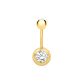 9ct Yellow Gold with White Cubic Zicornia Round Belly Stud
