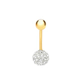 9ct Yellow Gold with White Crystal Round Belly Stud