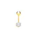 9ct Yellow Gold with White Round Cubic Zicornia Belly Stud