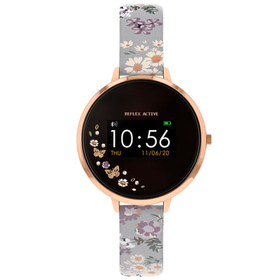 Reflex Active Smart Watch Grey Butterfly Series 03 with Rose Gold Bezel & Floral Strap  RA03-2060