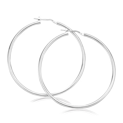 Sterling Silver 50x2mm Polished  Hoop Earrings