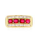 9ct Yellow Gold Round Brilliant Cut Created Ruby with 1/4 CARAT tw of Diamonds Ring