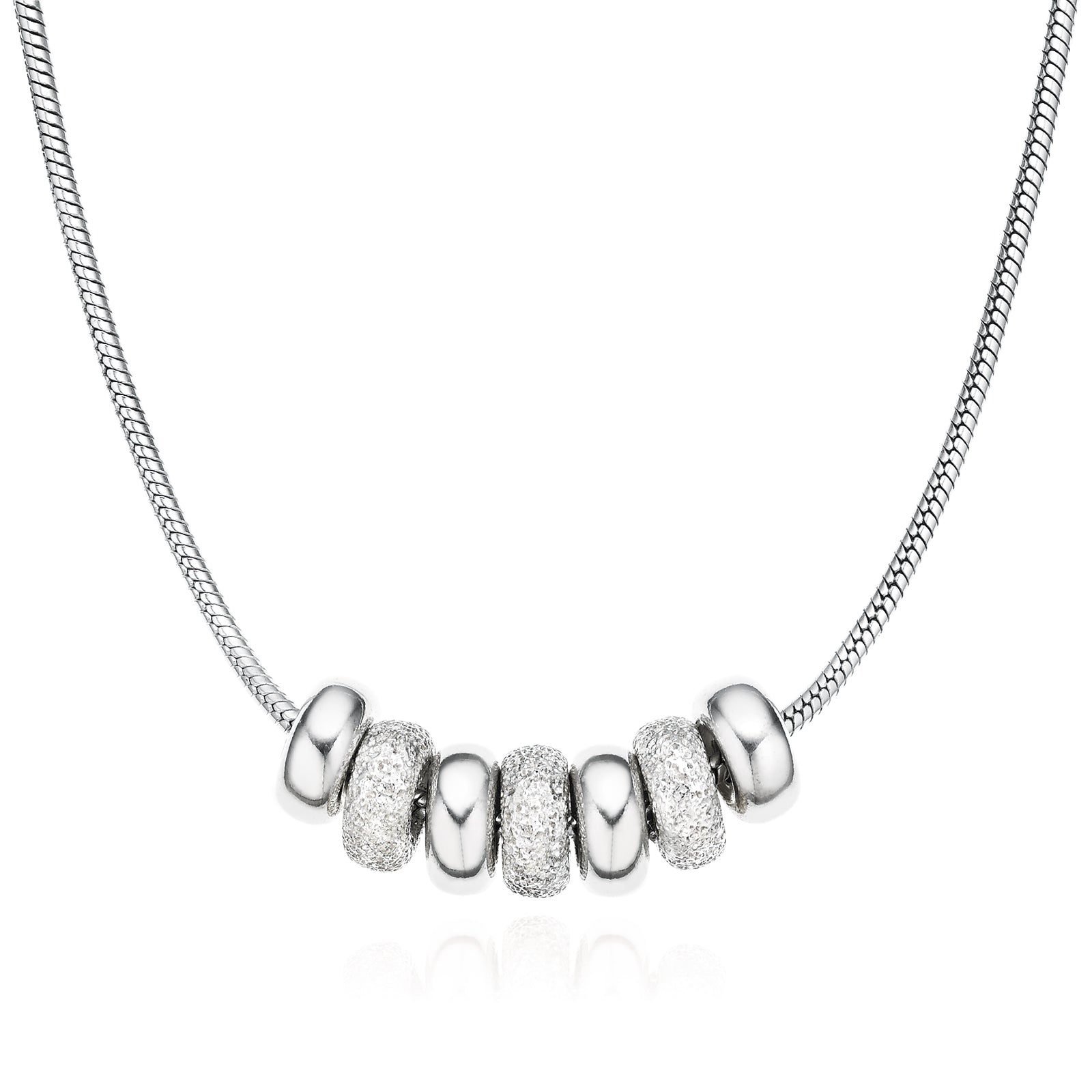 Sterling Silver 43cm Stardust 7 Rings of Friendship Necklace
