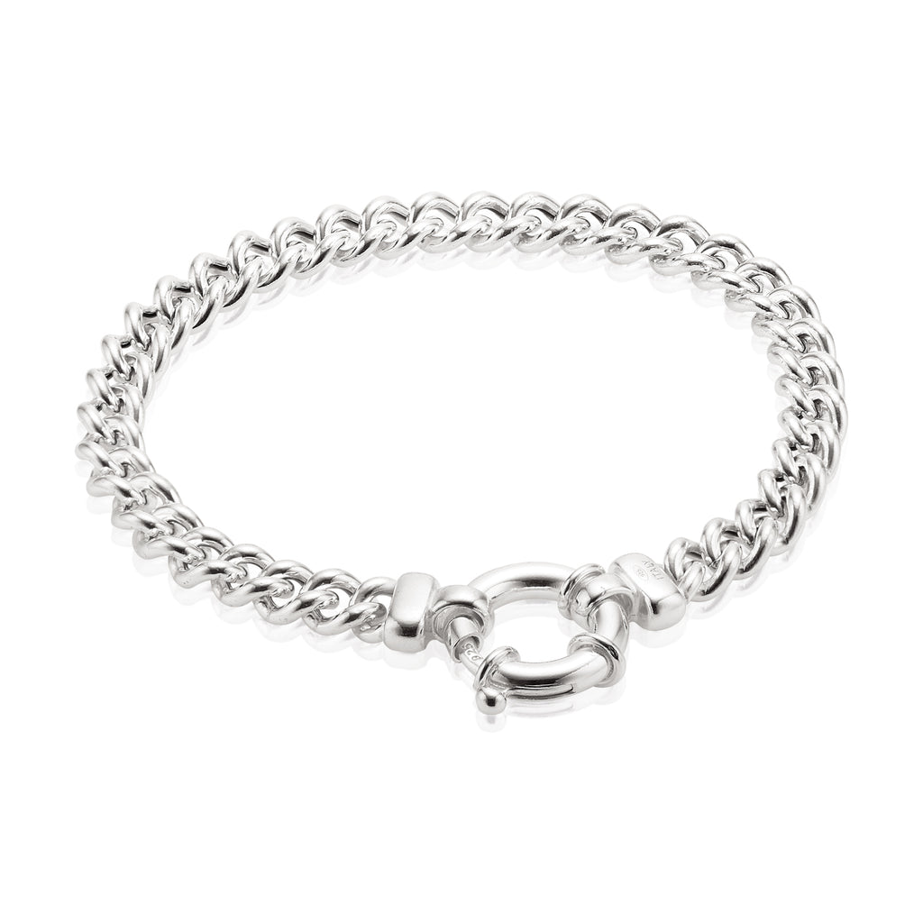 Sterling Silver 19m Curb Bracelet with Bolt Ring