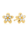 9ct Yellow Gold Enamel Flower  Earrings