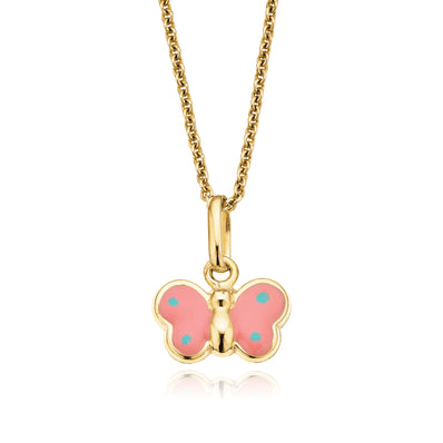 9ct Yellow Gold Enamel Butterfly Kids Pendant