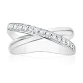Sterling Silver Cubic Zirconia Cross Over Ring