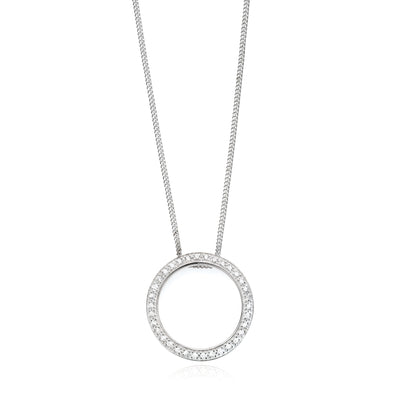 Sterling Silver Cubic Zirconia Circle 45cm Necklace