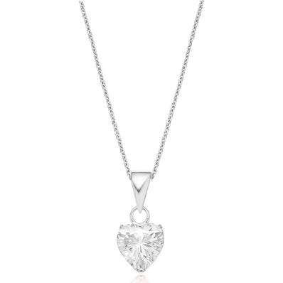 Sterling Silver Cubic Zirconia Heart Pendant