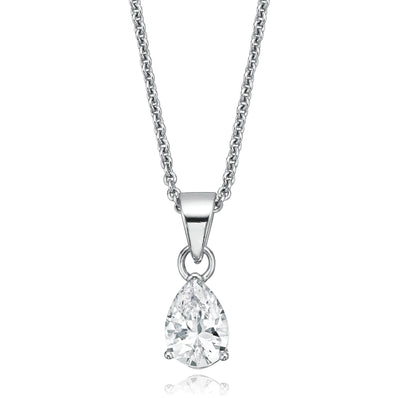 Sterling Silver Pear Cut Cubic Zirconia Pendant