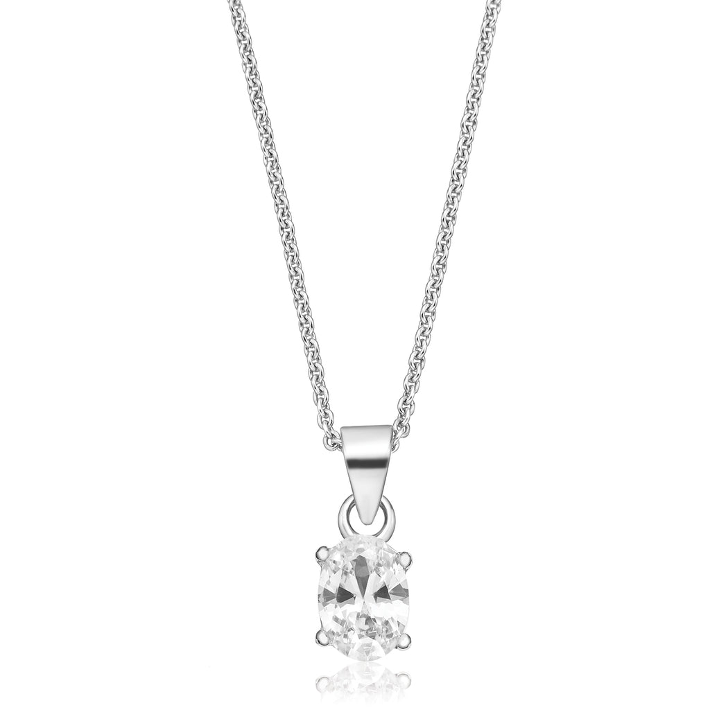 Sterling Silver Oval Cut Cubic Zirconia Pendant