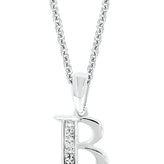 Sterling Silver Diamond Set Initial Pendant