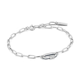 Ania Haie Sterling Silver Navy Blue Enamel Carabiner Bracelet